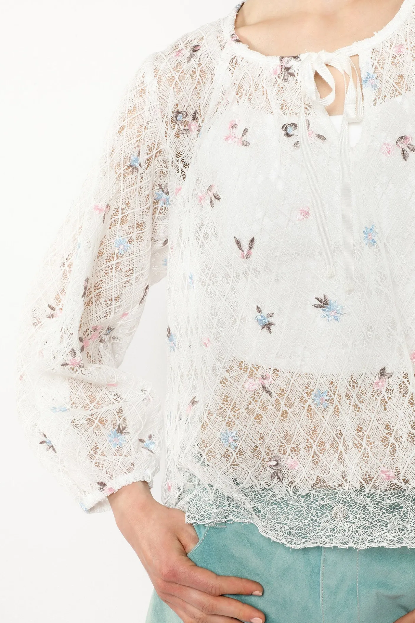 Embroidered Lacey Trellis Blouse