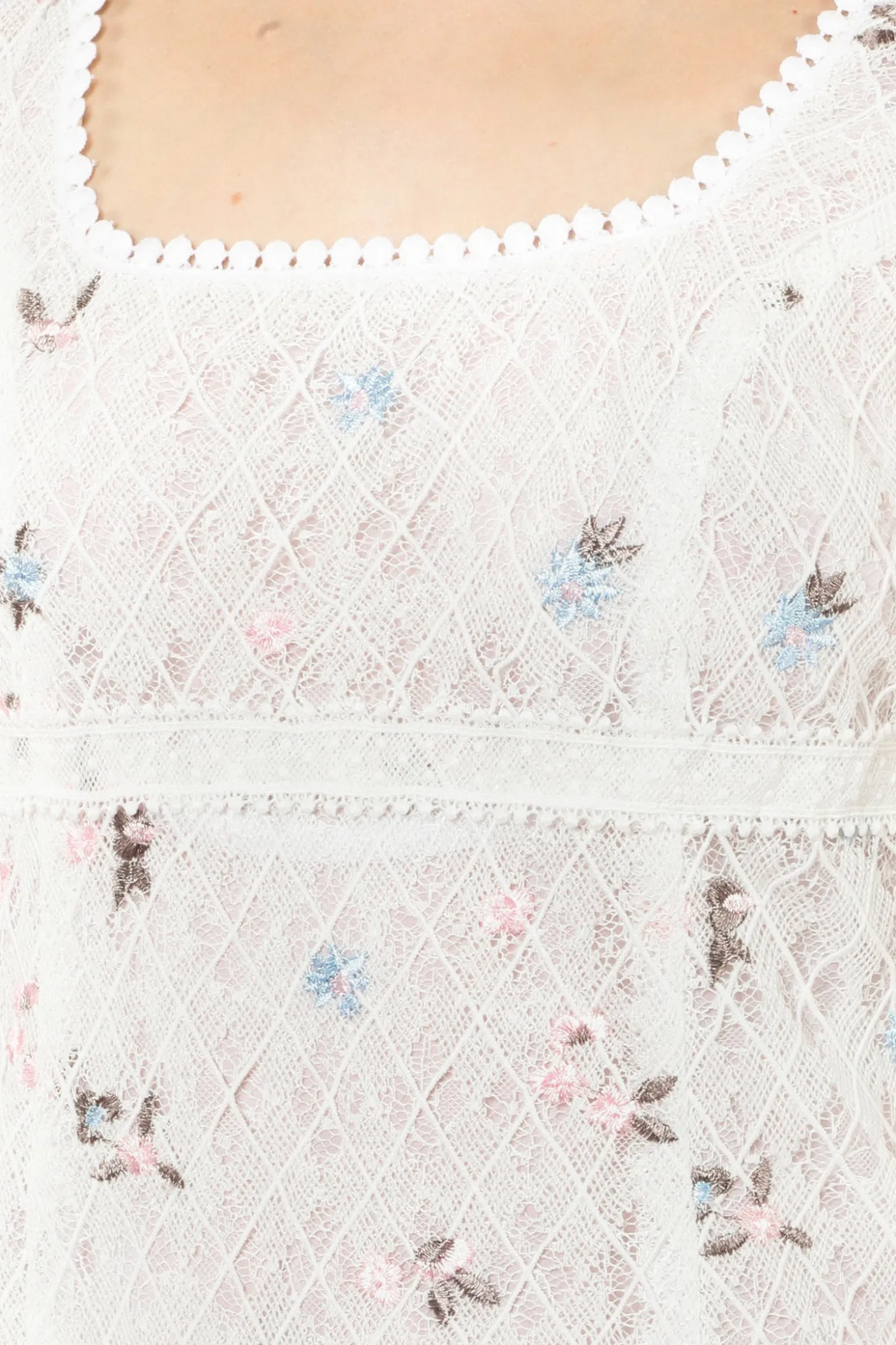 Embroidered Lacey Trellis Mini Dress