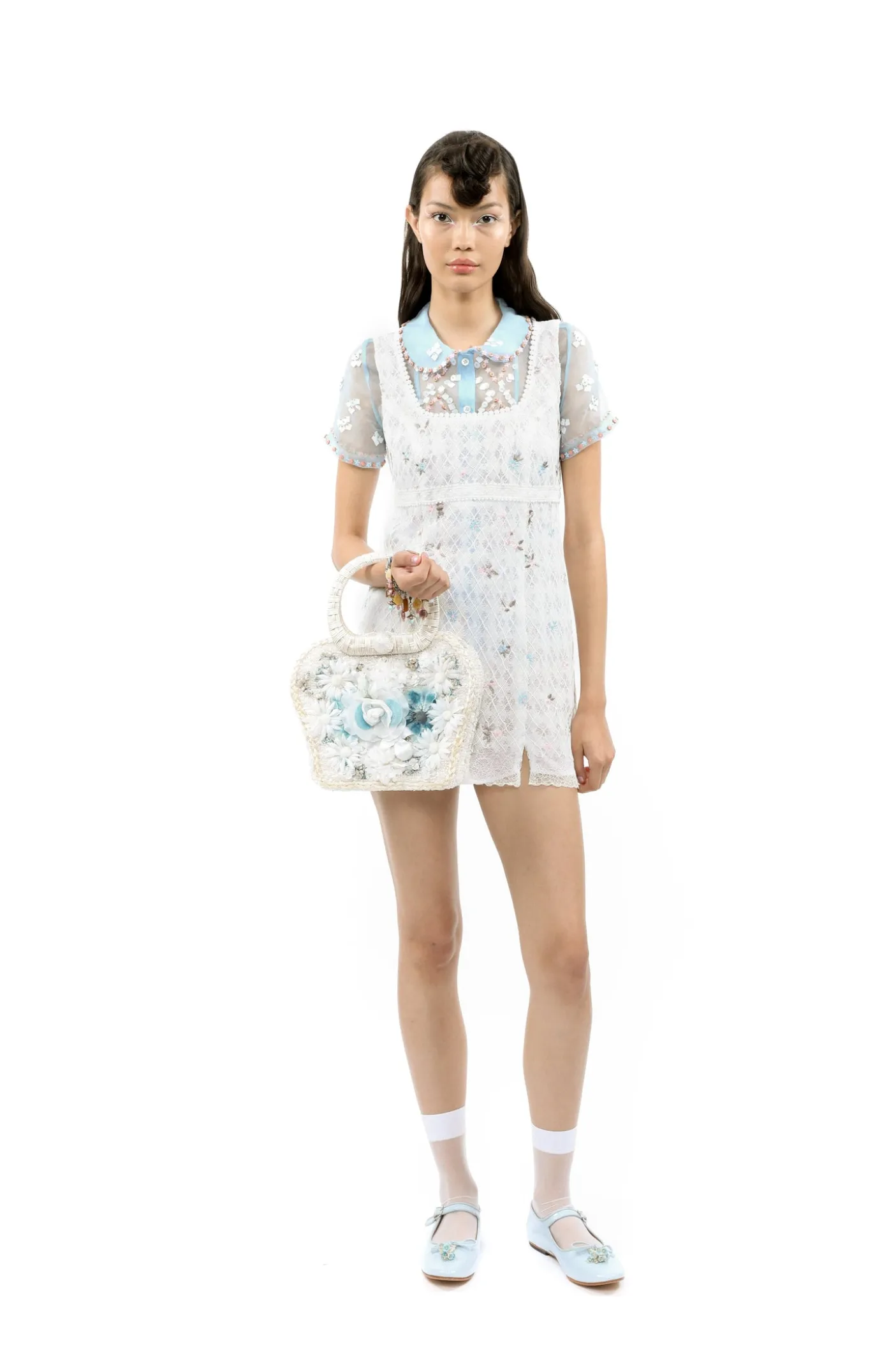 Embroidered Lacey Trellis Mini Dress