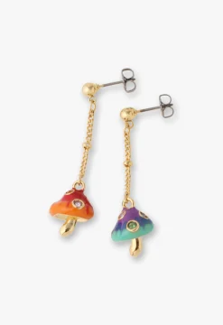 Enchanted Mini Mushroom Earrings - Gold