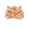 Etched Large Cat Jaw Clip Rose Quartz