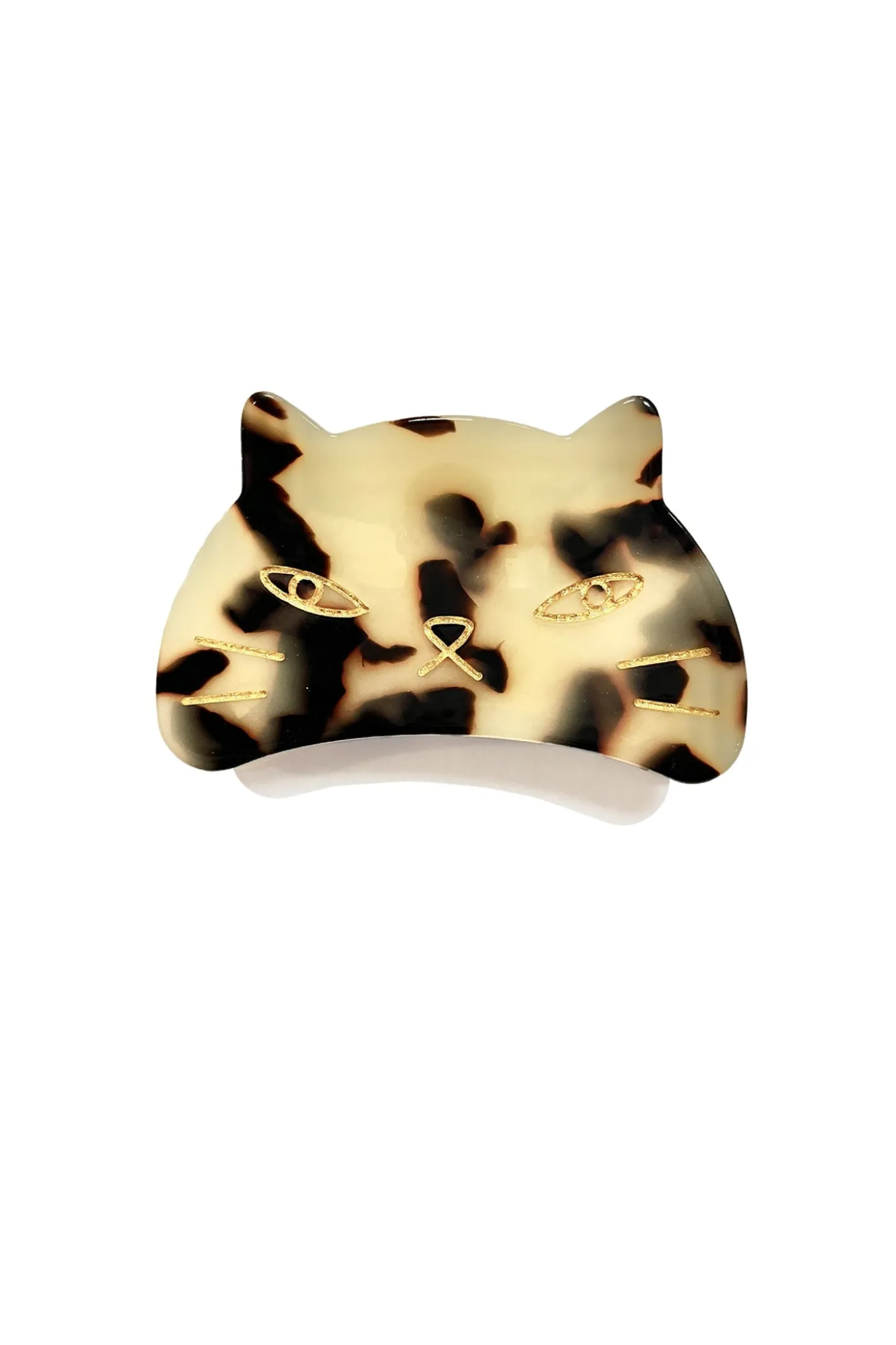 Etched Large Cat Jaw Clip White Tokyo