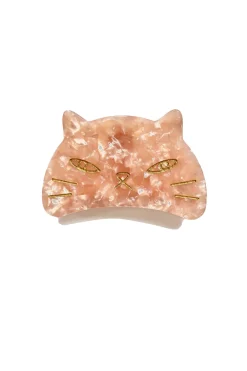 Etched Large Cat Jaw Clip Rose Quartz