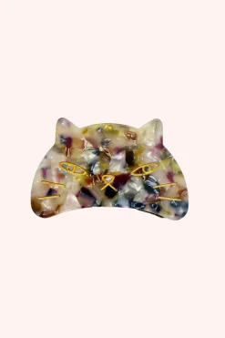 Etched Large Cat Jaw Clip Rainbow