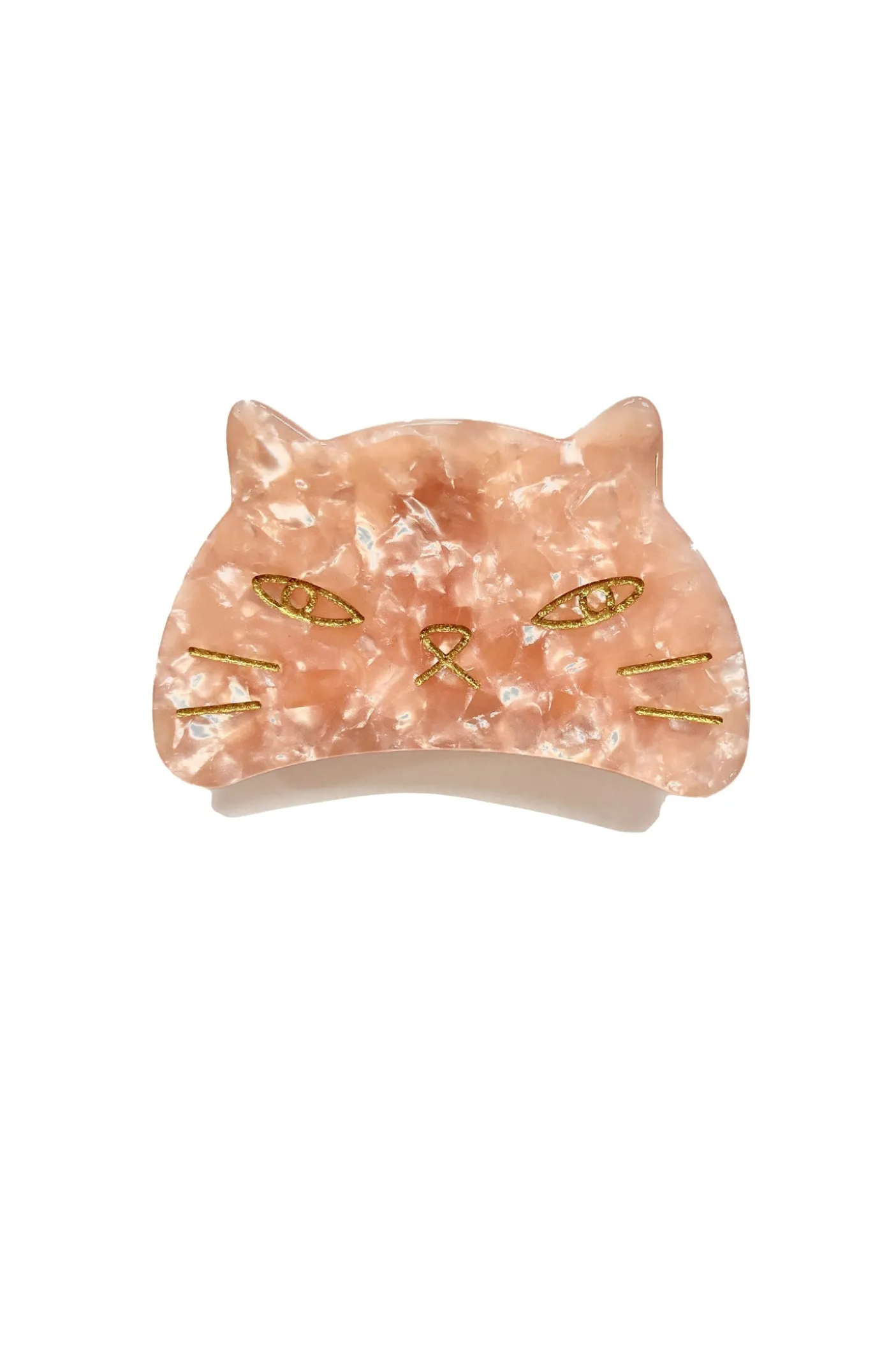 Etched Large Cat Jaw Clip Rose Quartz