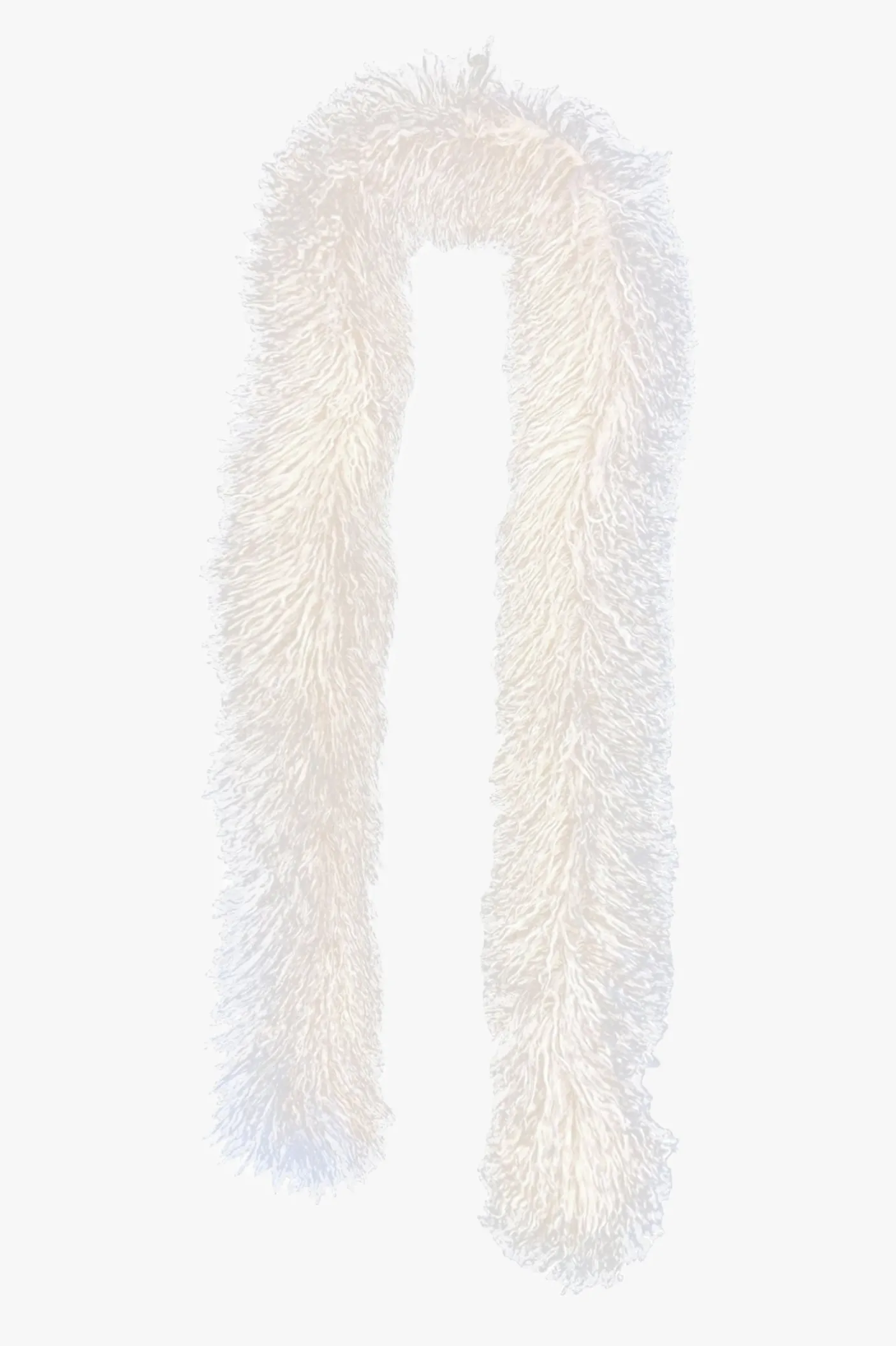 Faux Curly Lamb Fur Long Scarf-White