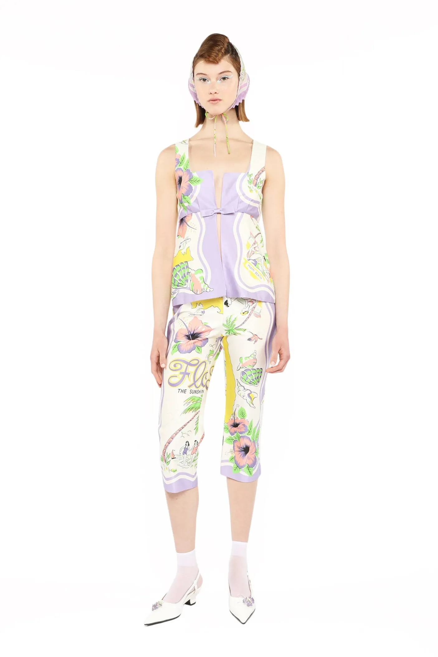 Florida Cotton Sateen Sleeveless Bow Top