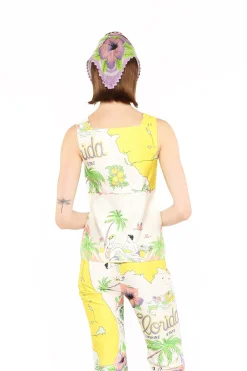 Florida Cotton Sateen Sleeveless Bow Top