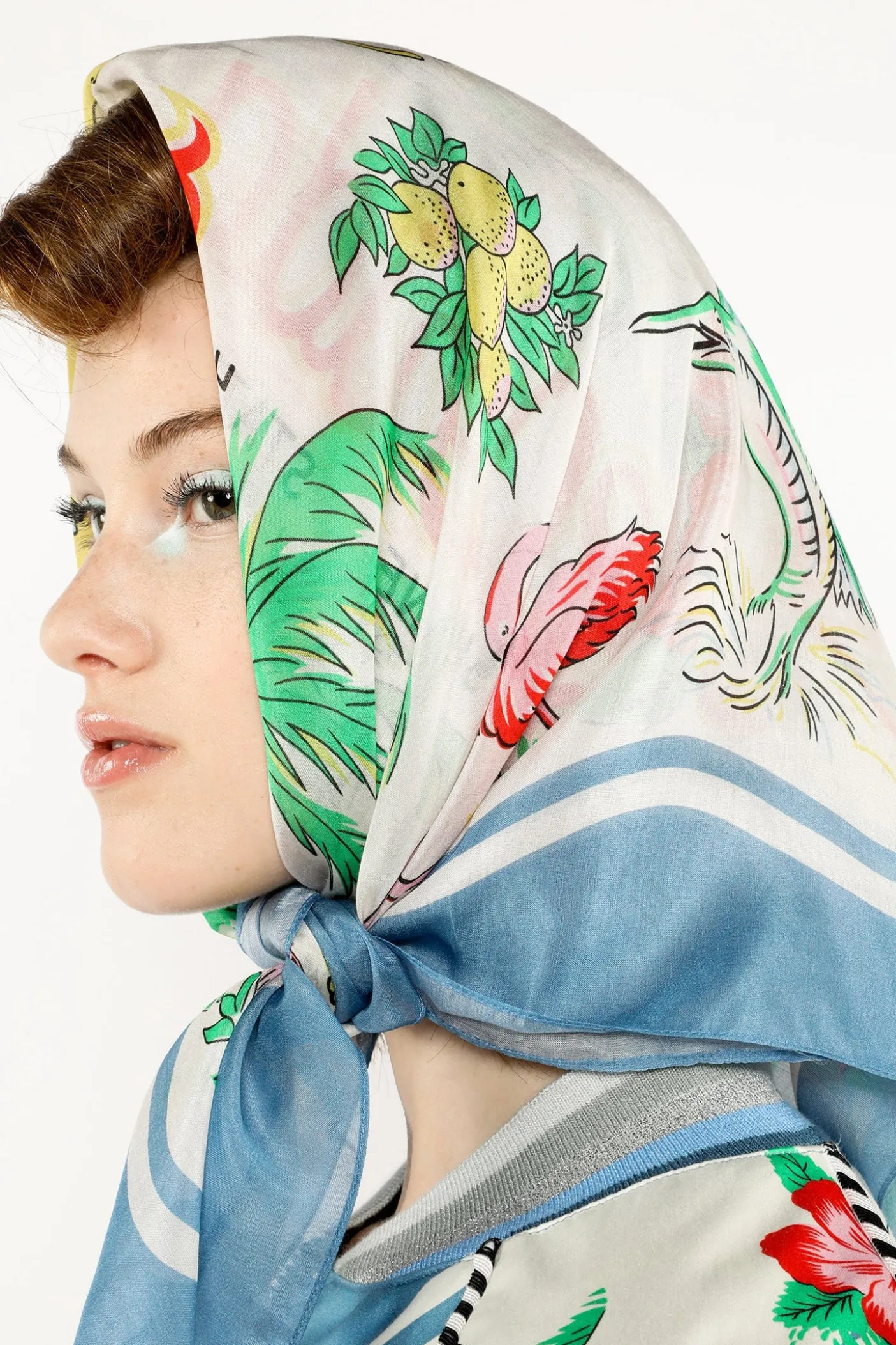 Florida Silk Voile Square Scarf- Blue