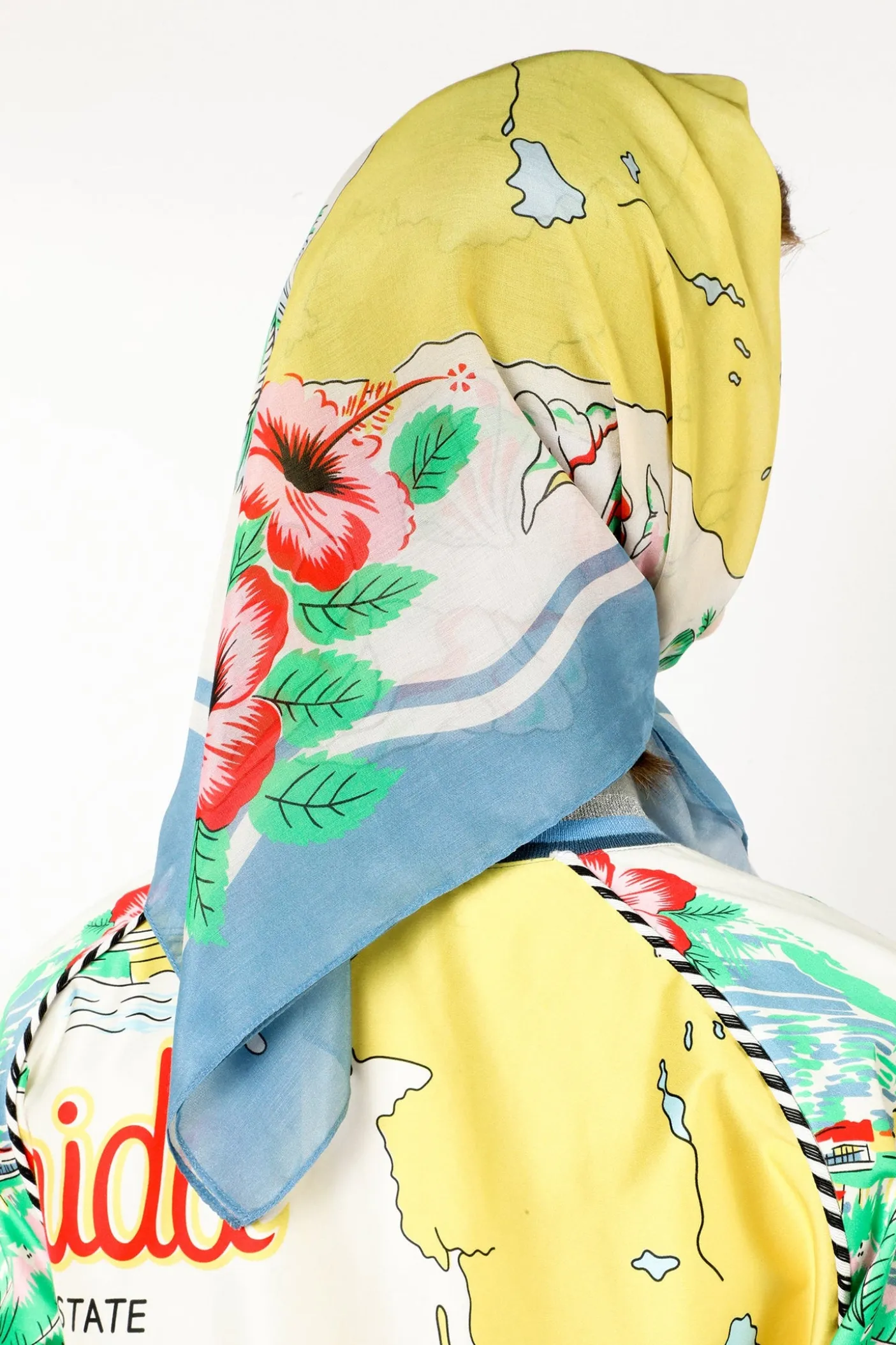 Florida Silk Voile Square Scarf- Blue