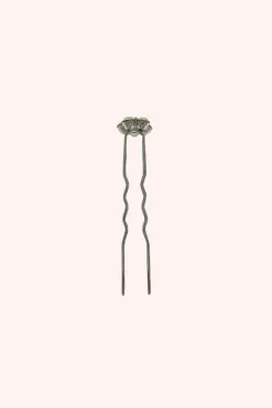 Gemstone Flower Hair Pin Silver