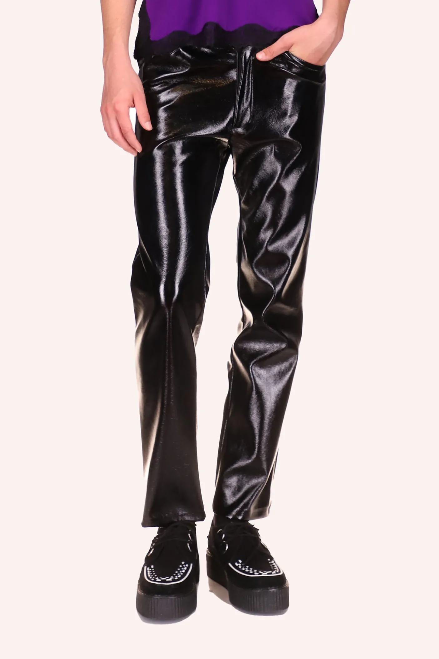 Genderless Black Patent Pants