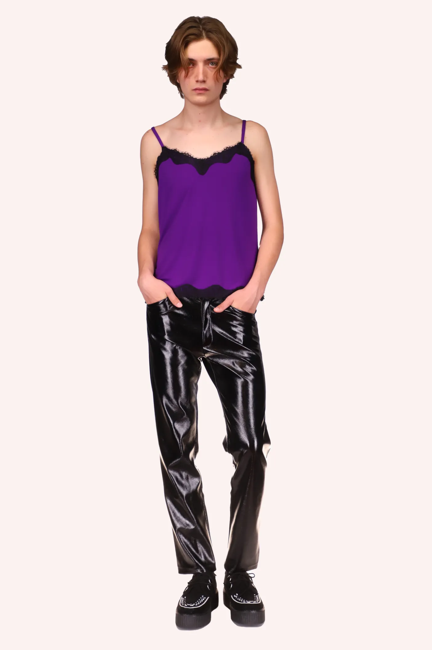 Genderless Black Patent Pants