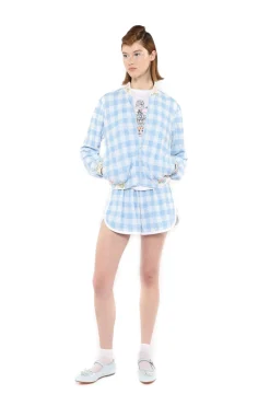 Gingham Terry Baseball Jacket