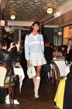 Gingham Terry Long Sleeve Top