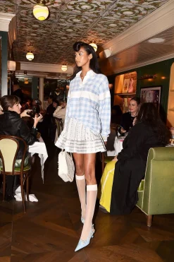 Gingham Terry Long Sleeve Top