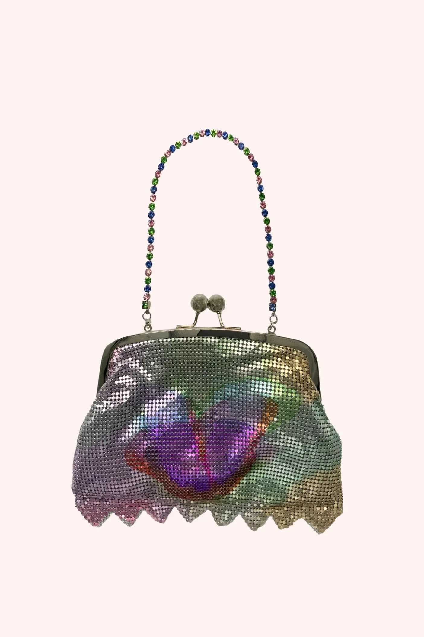 Impressionism Butterfly Chainmail Purse Silver