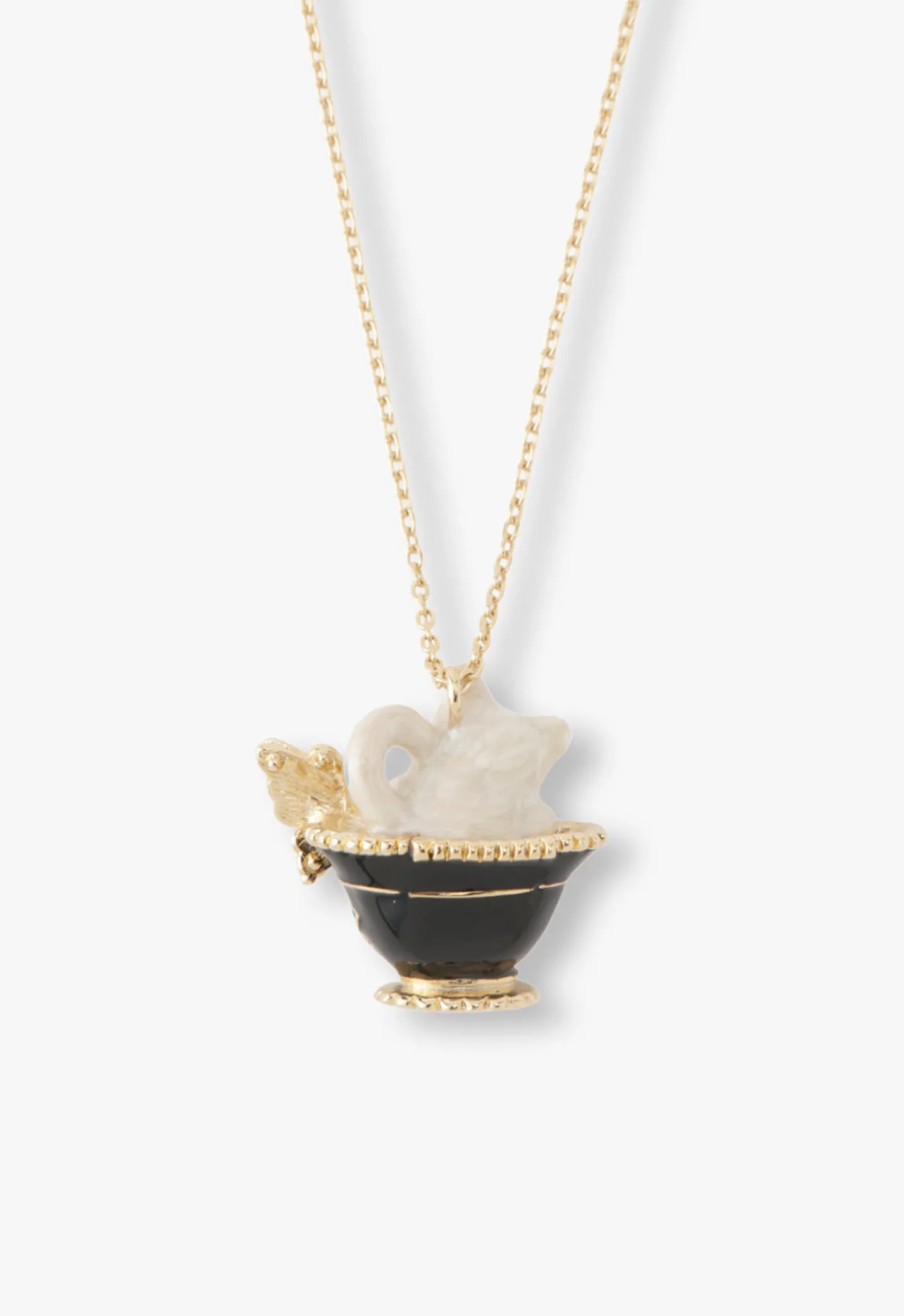Jeweled Cat & Butterfly Chalice Necklace