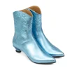 John Fluevog Western Boot Metallic Blue