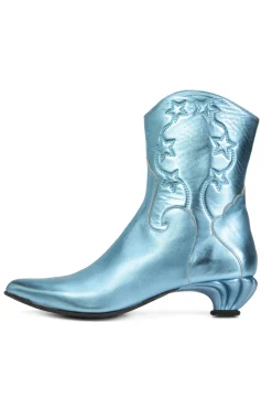 John Fluevog Western Boot Metallic Blue