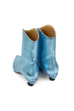 John Fluevog Western Boot Metallic Blue