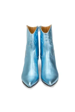 John Fluevog Western Boot Metallic Blue