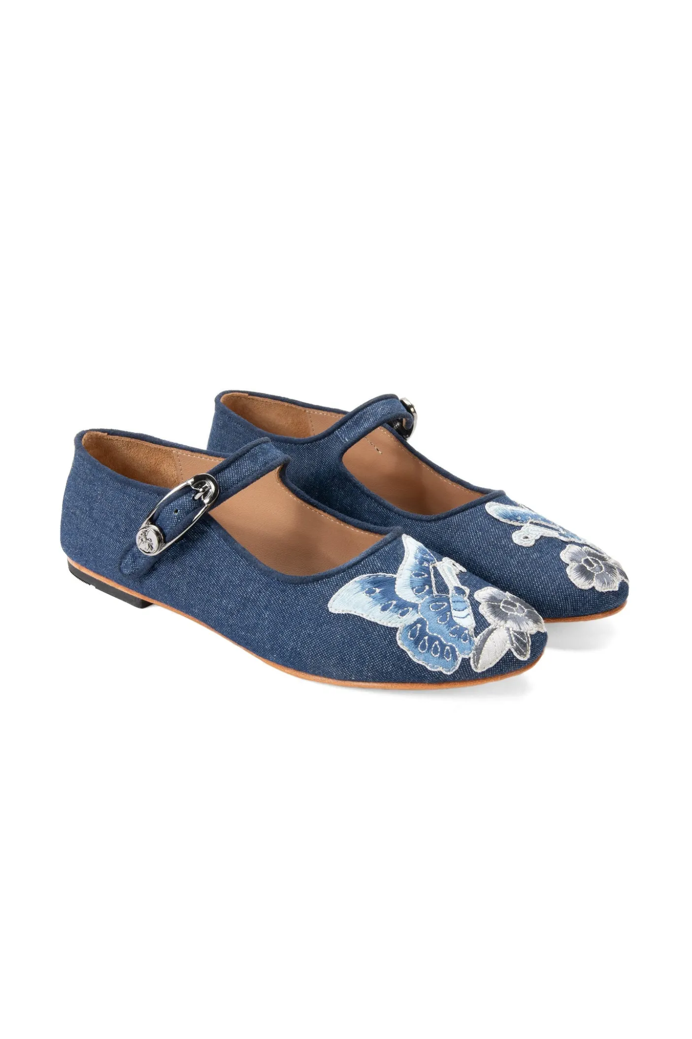 John Fluevog x Anna Sui Butterfly Mary Janes-Denim Blue