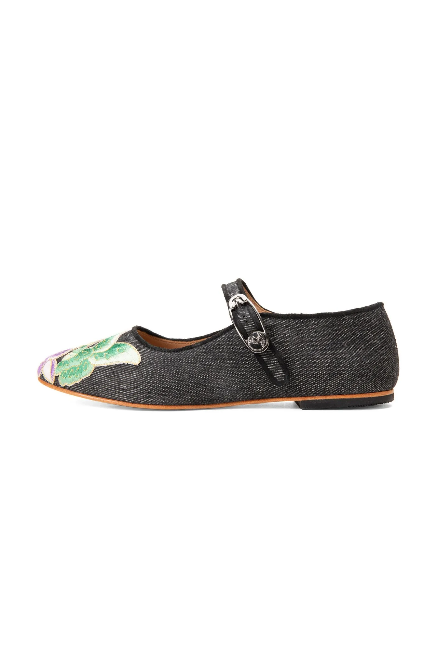 John Fluevog x Anna Sui Butterfly Mary Janes-Black Denim
