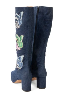John Fluevog x Anna Sui Butterfly Boots- Denim Blue