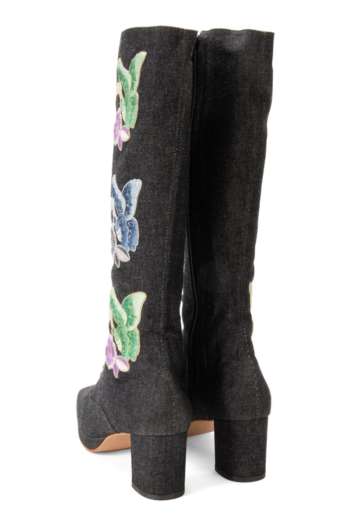 John Fluevog x Anna Sui Butterfly Boots- Black Denim