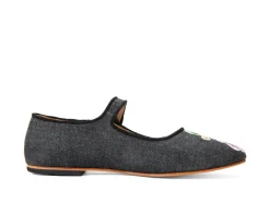 John Fluevog x Anna Sui Butterfly Mary Janes-Black Denim