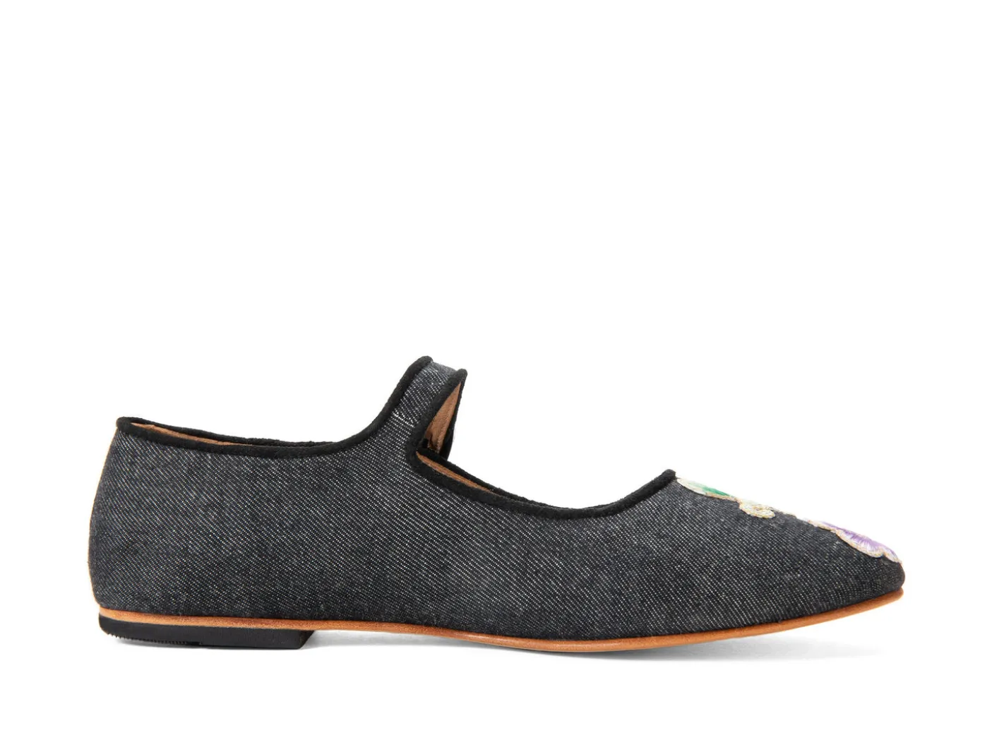 John Fluevog x Anna Sui Butterfly Mary Janes-Black Denim