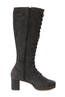 John Fluevog x Anna Sui Butterfly Boots- Black Denim