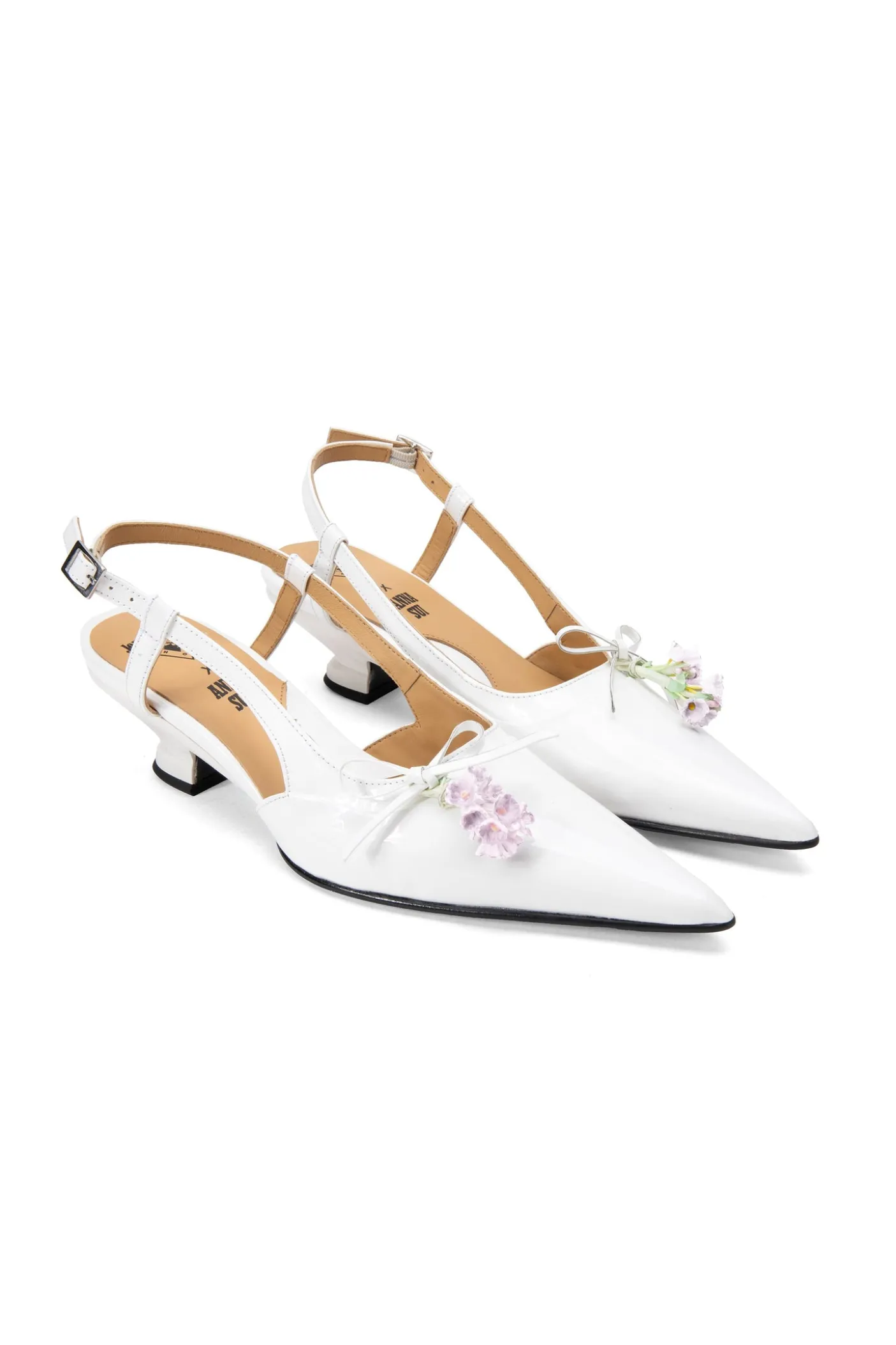 John Fluevog x Anna Sui Slingback Heels- White