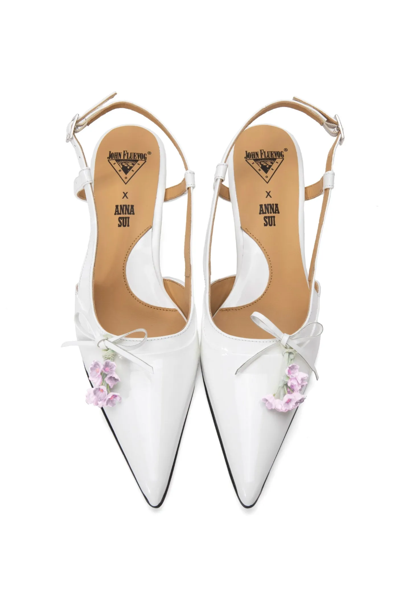John Fluevog x Anna Sui Slingback Heels- White