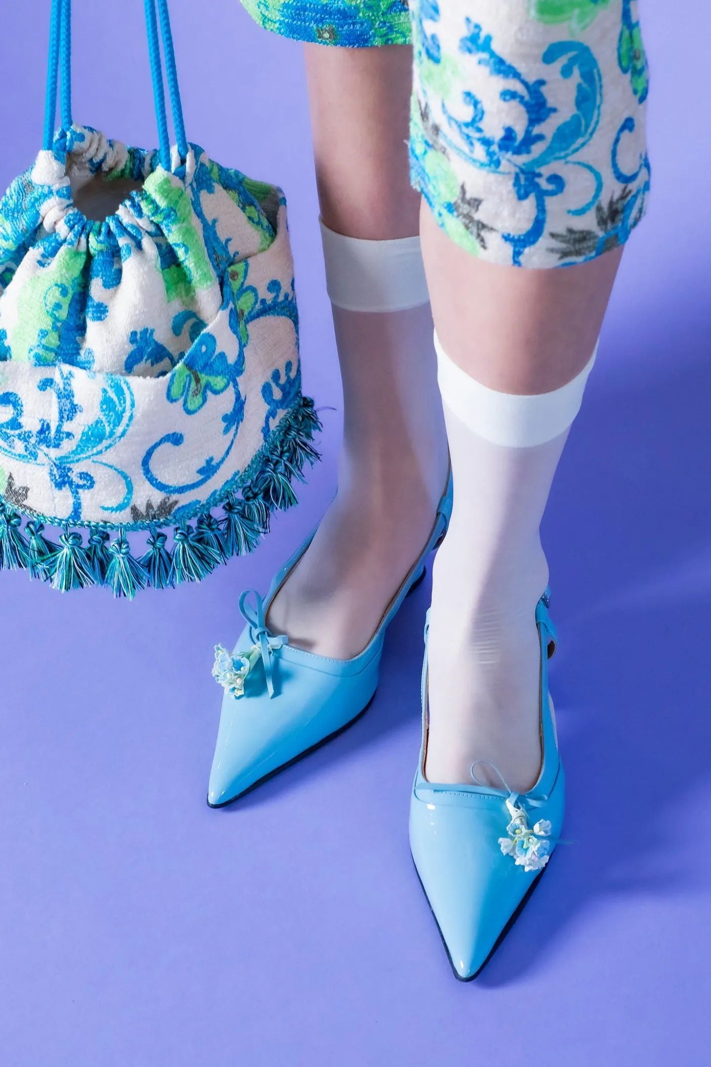John Fluevog x Anna Sui Slingback Heels- Blue
