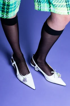 John Fluevog x Anna Sui Slingback Heels- White