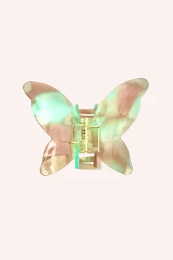 Large Gemstone Butterfly Jaw Clip Minty-Sand