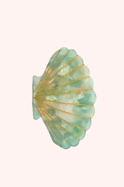 Large Light Aqua Sea Shell Clamp Clip