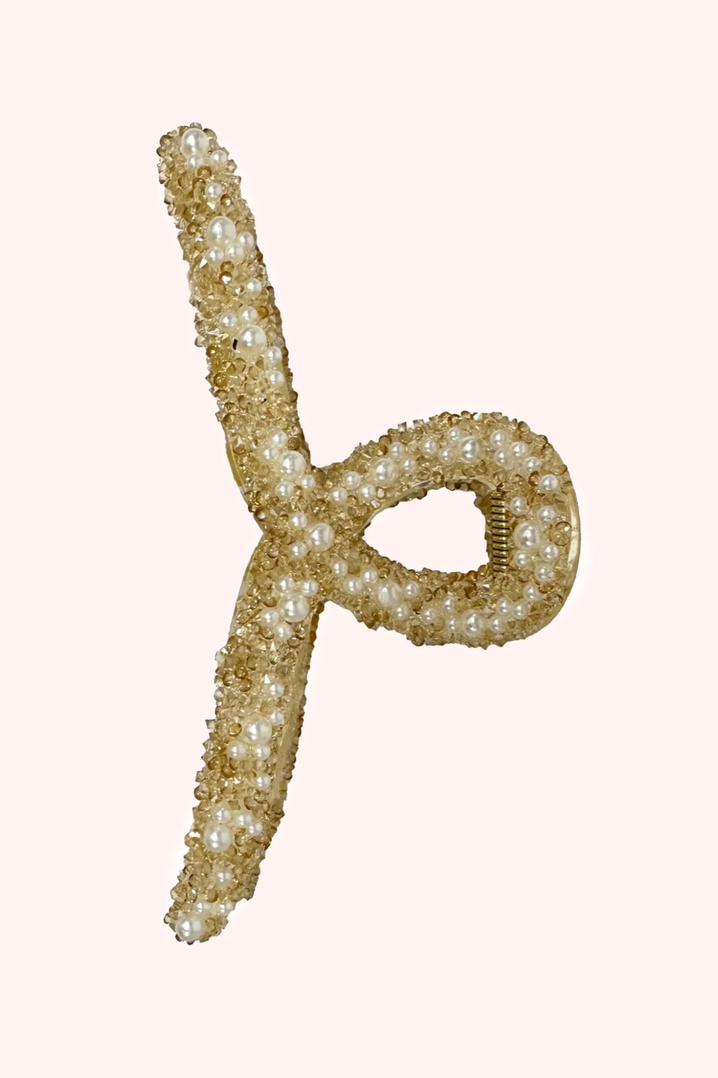 Large Pearl Encrusted French Jaw Clip Ivory