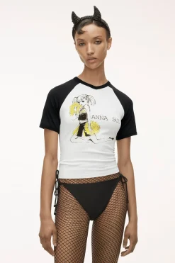 Limited Edition: Anna Sui x Heaven by Marc Jacobs Cheerleader Baby Tee White/Black
