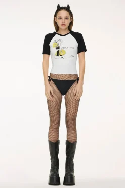 Limited Edition: Anna Sui x Heaven by Marc Jacobs Cheerleader Baby Tee White/Black