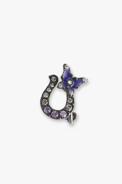 Lucky Horseshoe Stud Earrings - Gunmetal