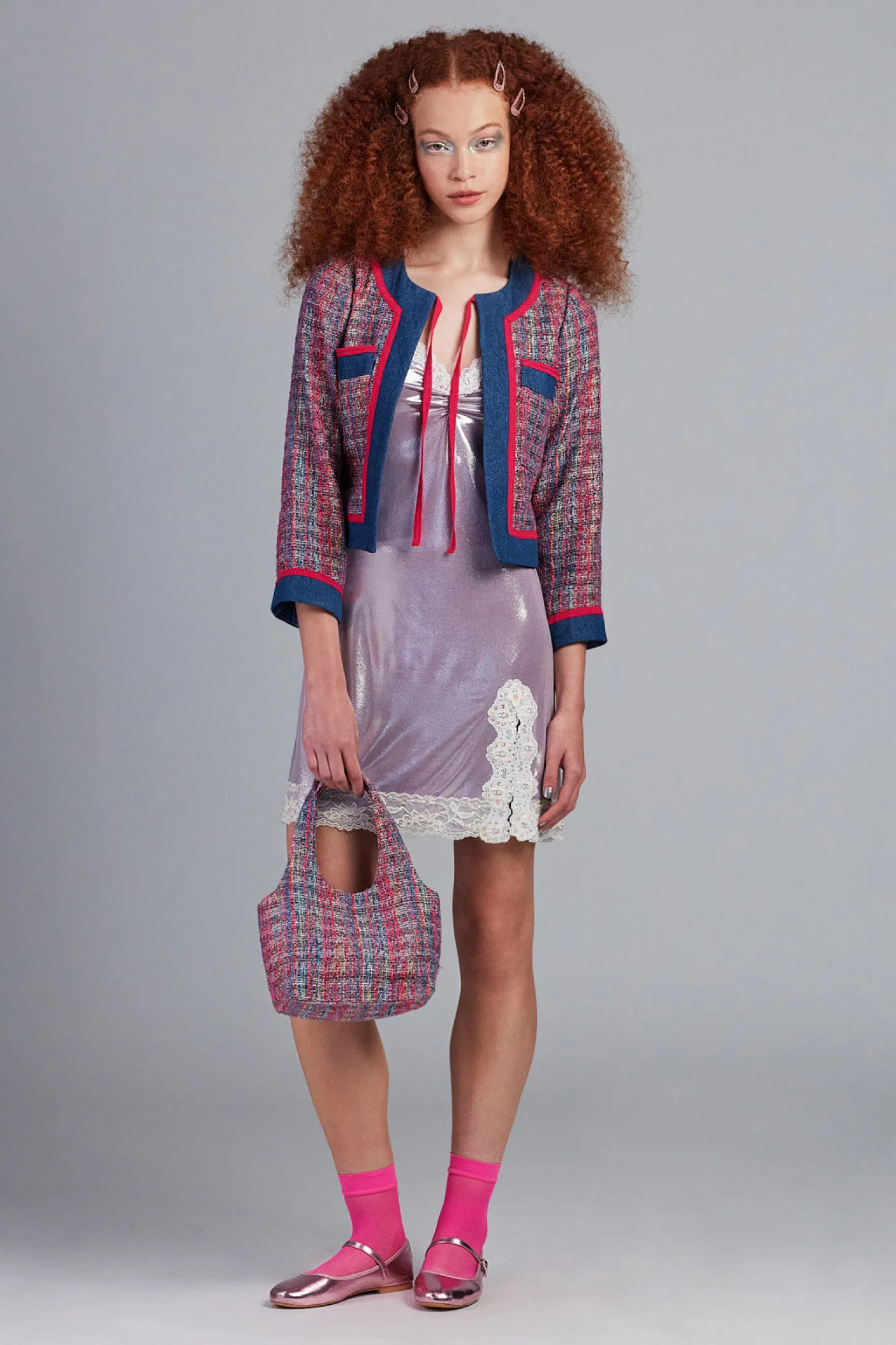 Lurex Tweed & Denim Mini Bag