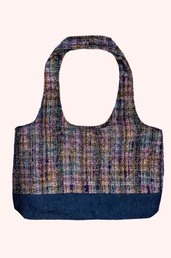 Lurex Tweed & Denim Tote Bag