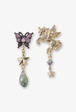 Magical Butterfly Unicorn Earrings-Gold