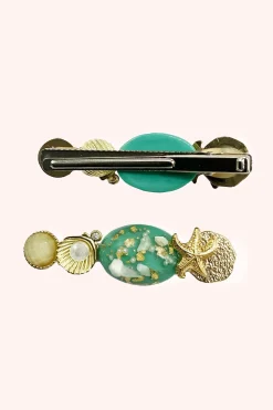 Mermaid Shell Clamp Clip Aqua