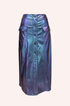 Metallic Faux Leather Skirt