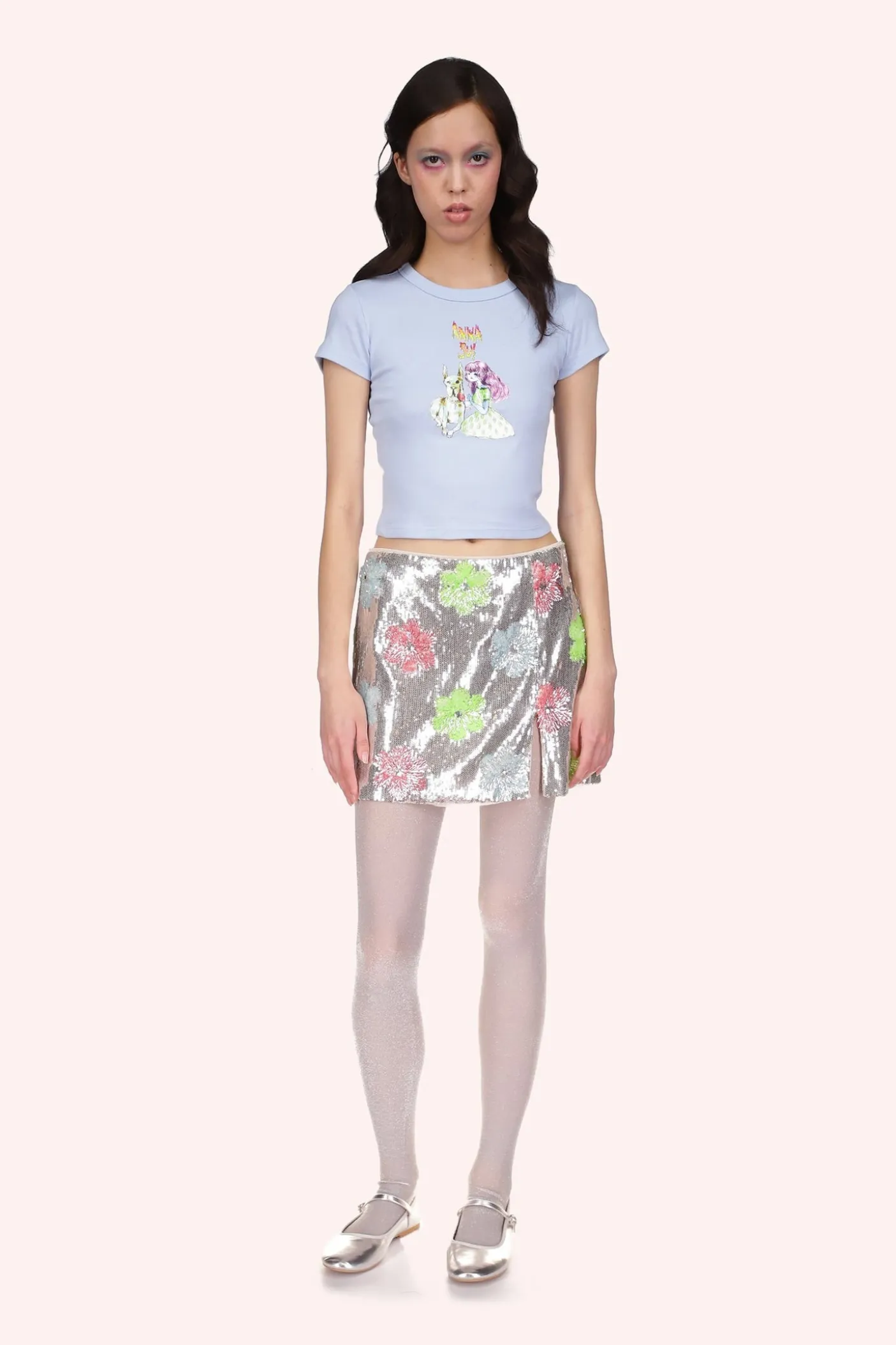 Micro Ribbed Baby Tee- Baby Blue