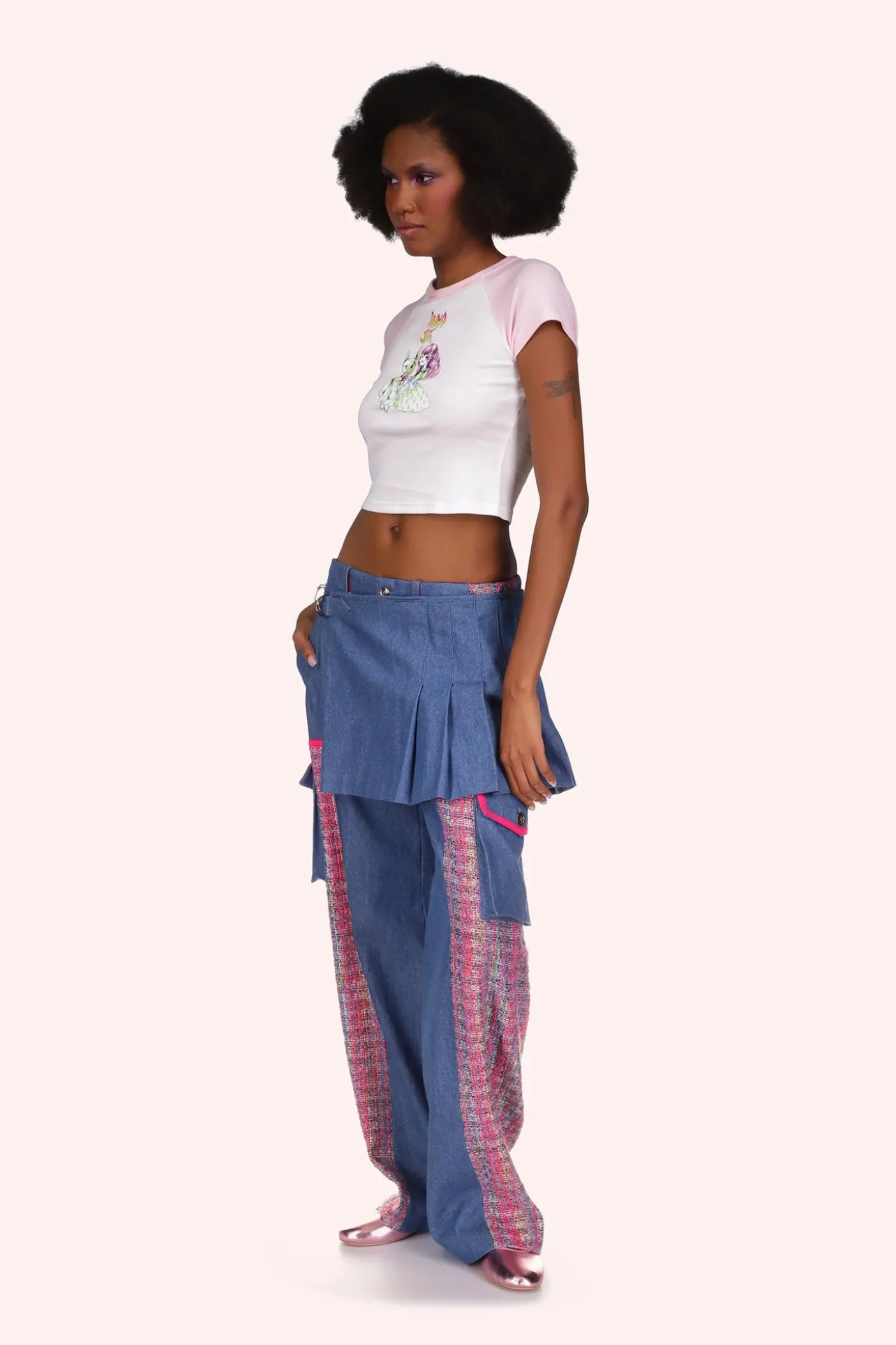 Micro Ribbed Raglan Baby Tee Pink